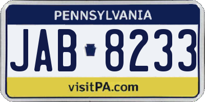 PA license plate JAB8233