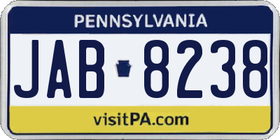 PA license plate JAB8238