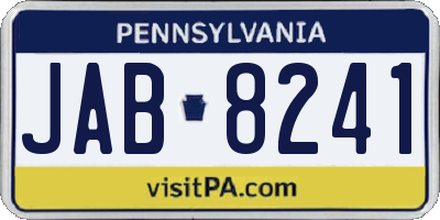 PA license plate JAB8241