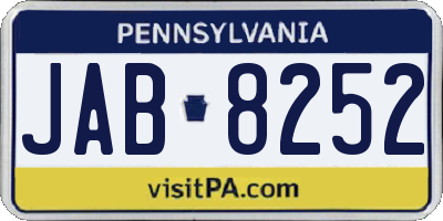PA license plate JAB8252