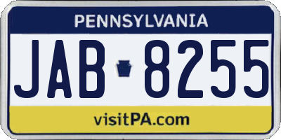 PA license plate JAB8255