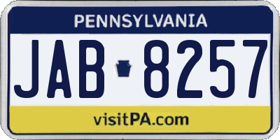 PA license plate JAB8257