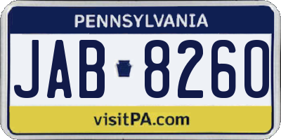PA license plate JAB8260