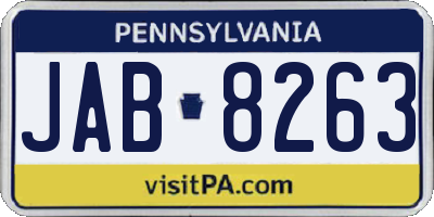 PA license plate JAB8263