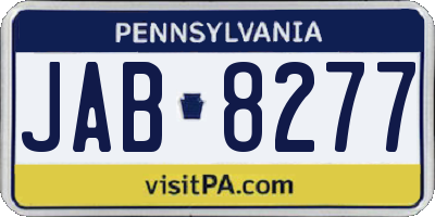 PA license plate JAB8277