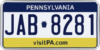 PA license plate JAB8281