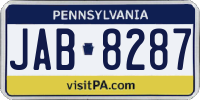 PA license plate JAB8287