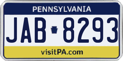 PA license plate JAB8293