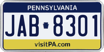 PA license plate JAB8301