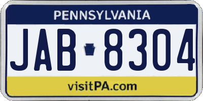 PA license plate JAB8304