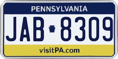 PA license plate JAB8309