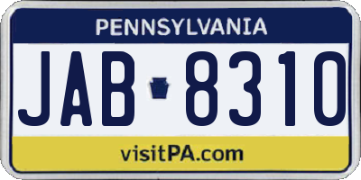 PA license plate JAB8310