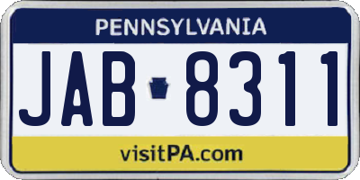 PA license plate JAB8311