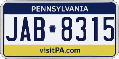 PA license plate JAB8315