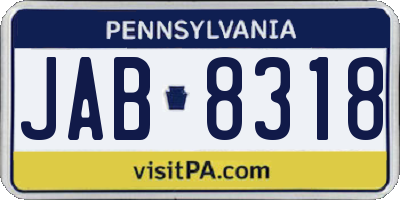 PA license plate JAB8318