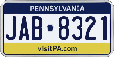 PA license plate JAB8321