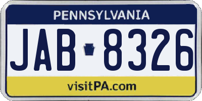 PA license plate JAB8326