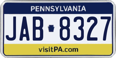 PA license plate JAB8327