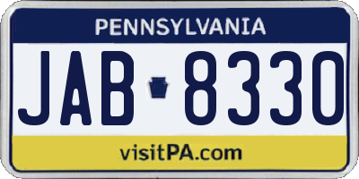 PA license plate JAB8330