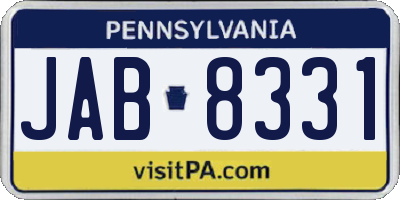 PA license plate JAB8331