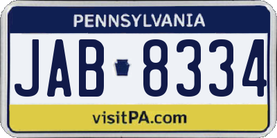 PA license plate JAB8334