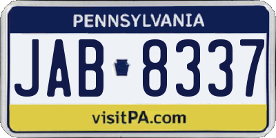 PA license plate JAB8337