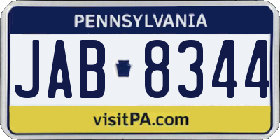 PA license plate JAB8344