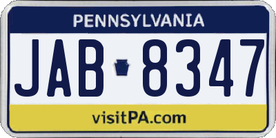 PA license plate JAB8347