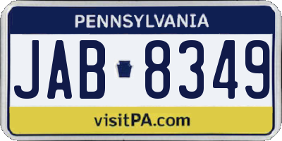 PA license plate JAB8349