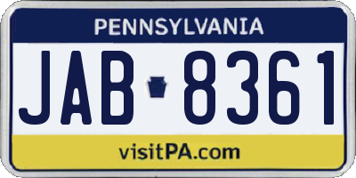 PA license plate JAB8361