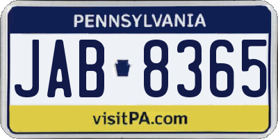 PA license plate JAB8365
