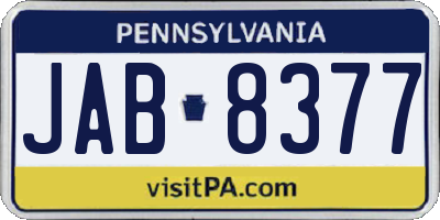 PA license plate JAB8377