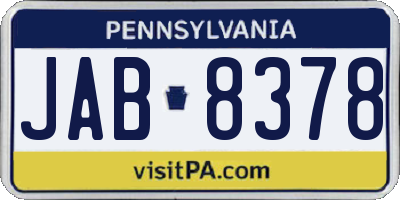 PA license plate JAB8378