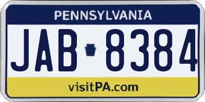 PA license plate JAB8384