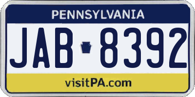 PA license plate JAB8392