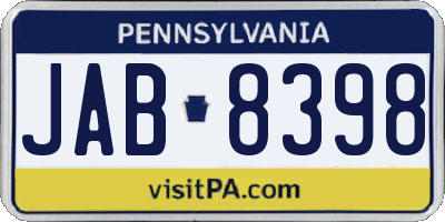 PA license plate JAB8398