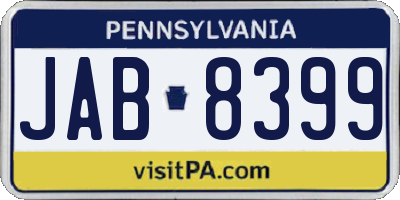 PA license plate JAB8399