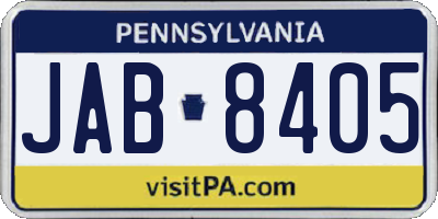 PA license plate JAB8405