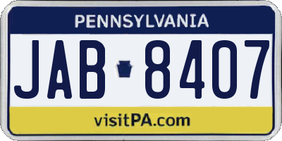 PA license plate JAB8407