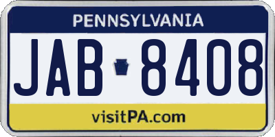 PA license plate JAB8408