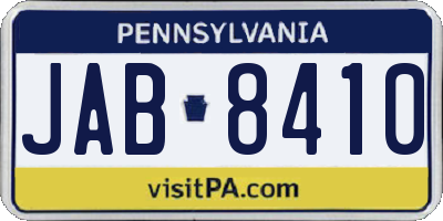 PA license plate JAB8410