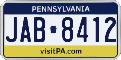 PA license plate JAB8412