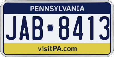 PA license plate JAB8413