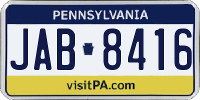 PA license plate JAB8416