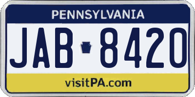 PA license plate JAB8420