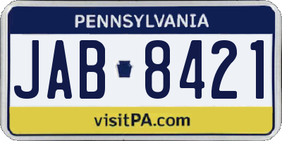 PA license plate JAB8421