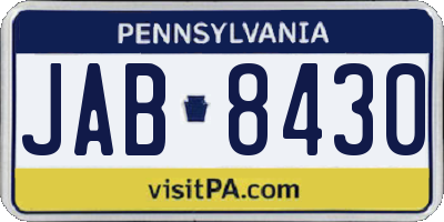 PA license plate JAB8430