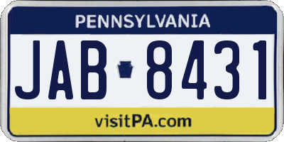 PA license plate JAB8431