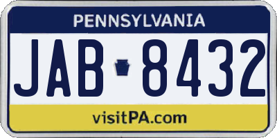 PA license plate JAB8432