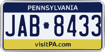 PA license plate JAB8433